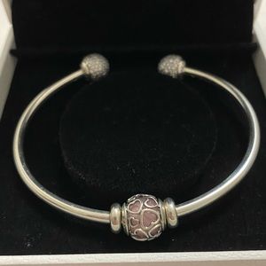 Pandora bangle pave ball with charm